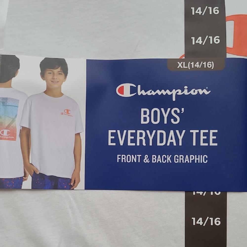 Champion Boys' White Tee with Orange Logo